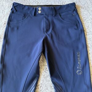 Samshield Premium Riding Breeches Navy Blue Women US 24 Crystal Grip Equestrian